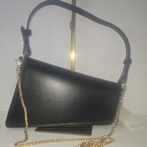 Urban‎ Expressions Black Asymetrical Shoulder Bag- Gold  Cross Body Chain NEW